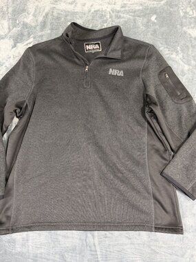 NRA Mens Black 1/4 Zip Pullover Sweatshirt Arm Pocket 2XL